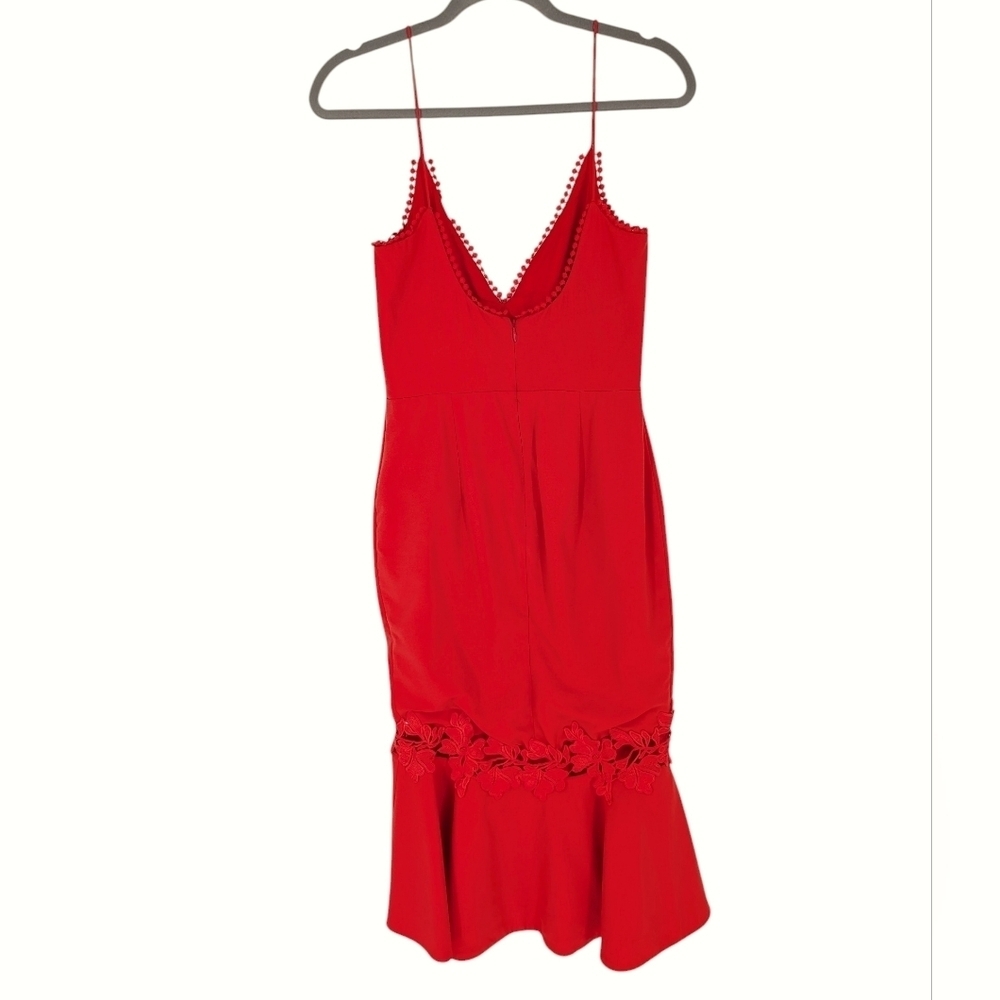 NICHOLAS BHLDN Amina Midi Dress Flounce Poppy Red 4 - Picture 5 of 12